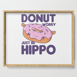 Funny Hippo Donut Pun Kawaii Aesthetic Serving Tray