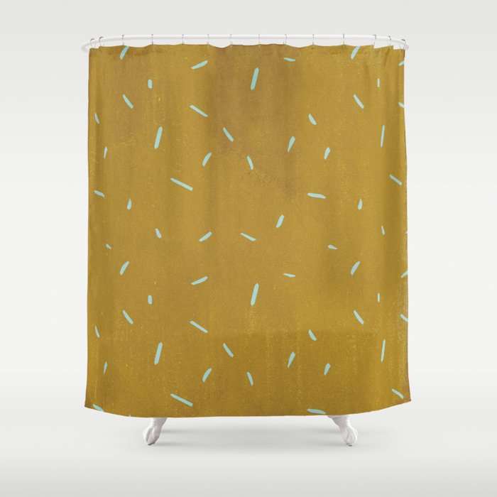 Vintage Chic Yellow Mustard Blue Watercolor Brushstrokes Shower