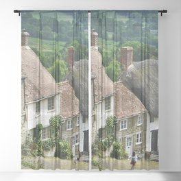 Great Britain Photography - Beautiful Street In Shaftesbury Town Sheer Curtain