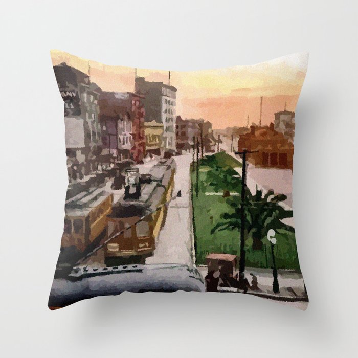 Aquarelle Shattuck Avenue c 1910 Berkeley CAL Throw Pillow