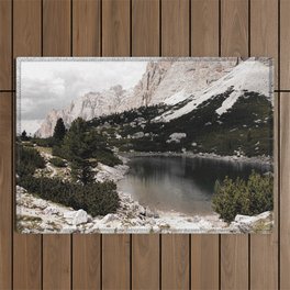 Alpine Lake Mountains Forest Outdoor Rug
