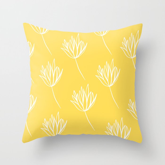 White and Yellow Flower Graphic Design Throw Pillow