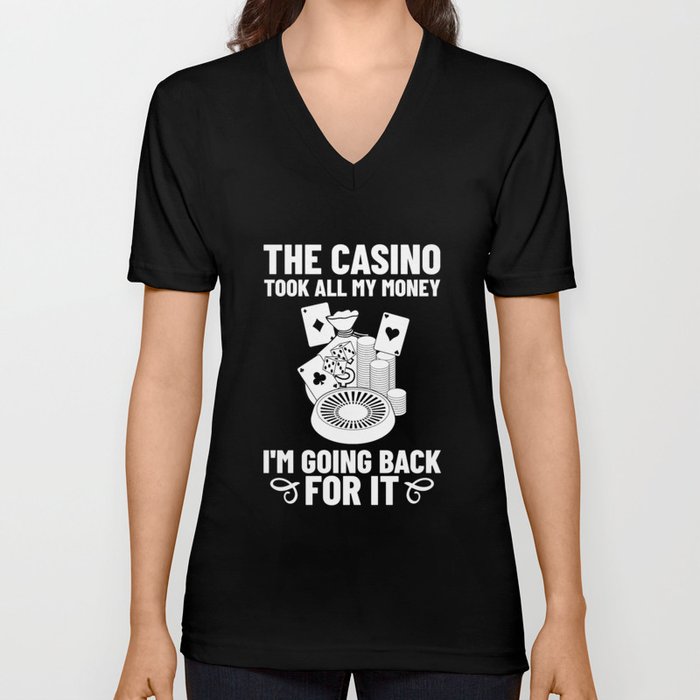 Casino Slot Machine Game Chips Card Player V Neck T Shirt