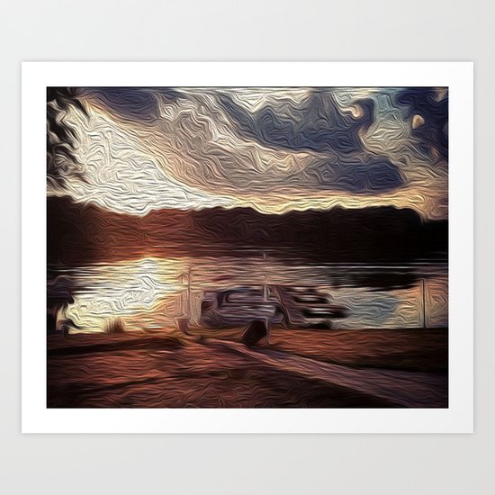 Oily Pontoons Art Print