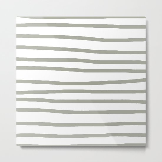 Simply Drawn Stripes Retro Gray on White Metal Print