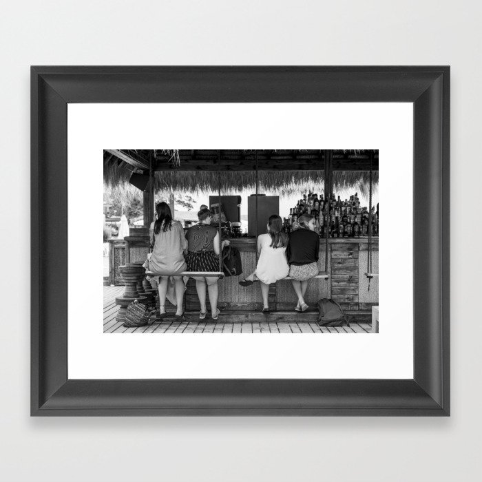 Girls at a beach bar cafe - Fine art photo Framed Art Print