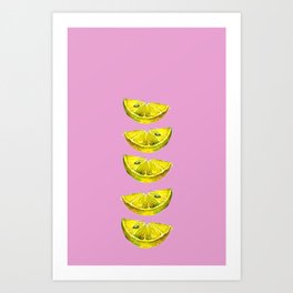 Lemon Slices Pink Art Print