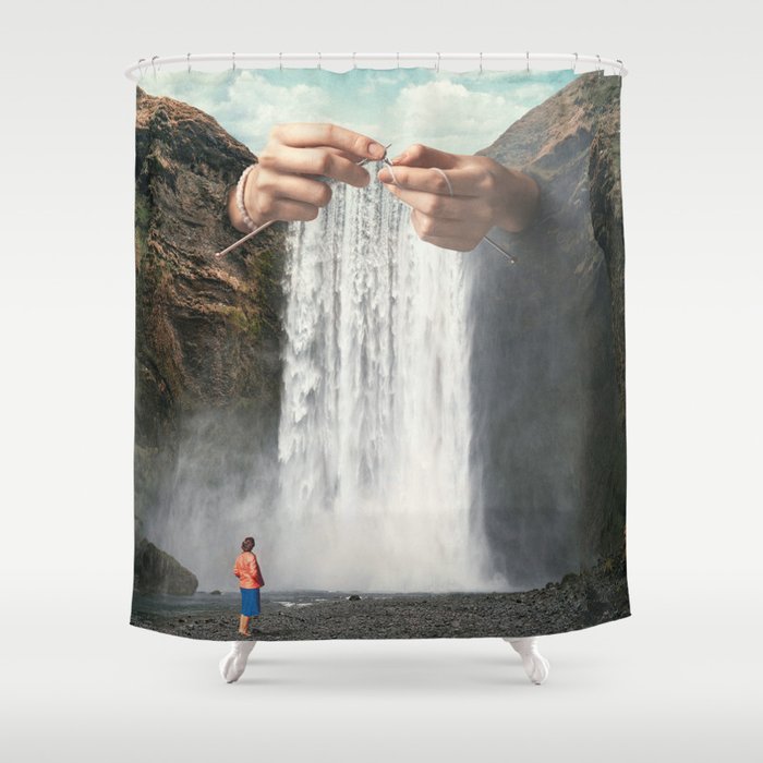 Knitted Waterfall - Crochet Shower Curtain