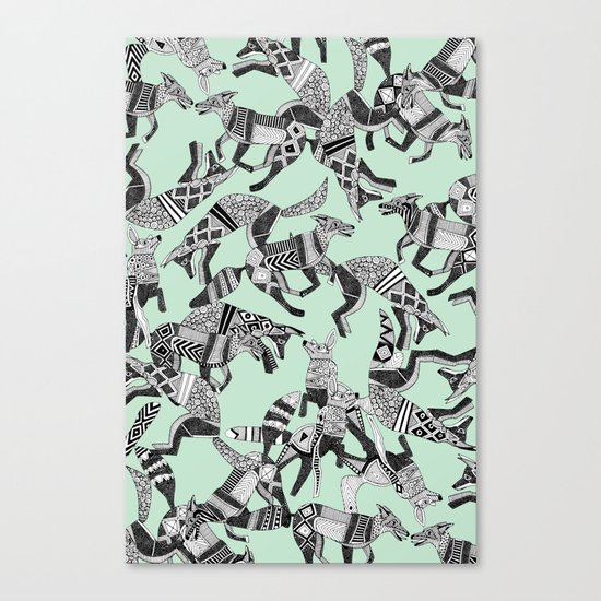woodland fox party mint Canvas Print