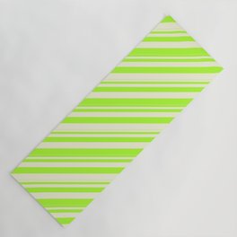 [ Thumbnail: Beige & Light Green Colored Lines Pattern Yoga Mat ]