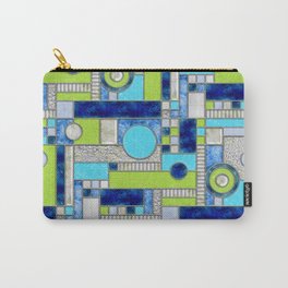 Stained Glass Window - Color Blocking - Aqua Blue Green Carry-All Pouch