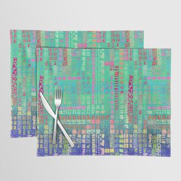 mint pink blue batik inspired ink marks hand-drawn collection Placemat