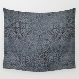 Vintage Modern Kelim Pattern Dark Grey Wall Tapestry