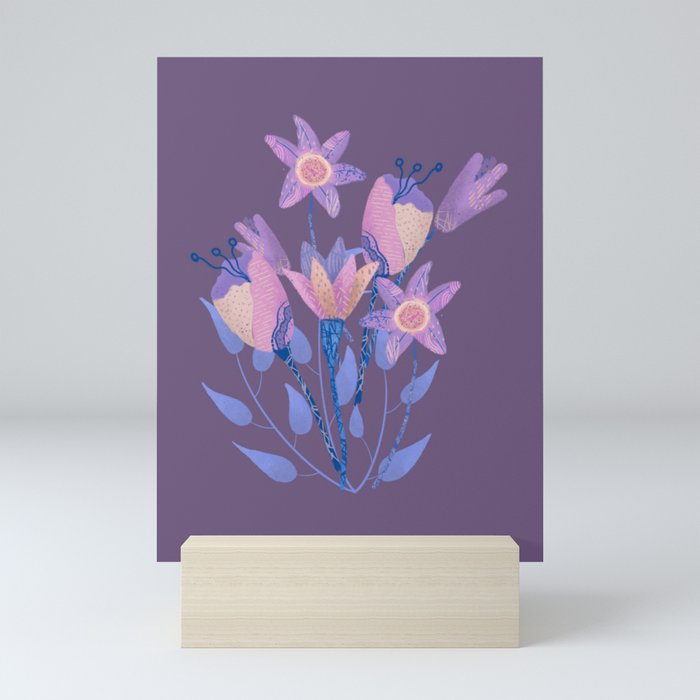 purple spring nice flowers bouquet Mini Art Print