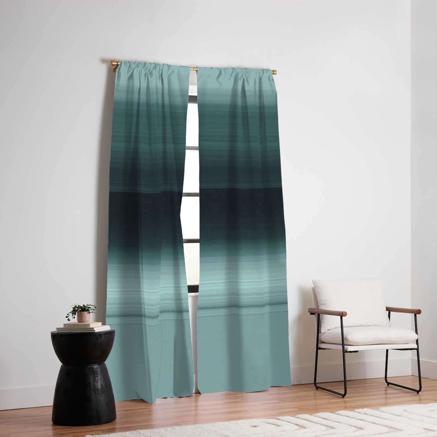 Caribbean Teal Ombre Design Blackout Curtain By Artaddiction45