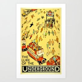Vintage Lure of the London Underground Subway Travel Advertisement Poster Art Print