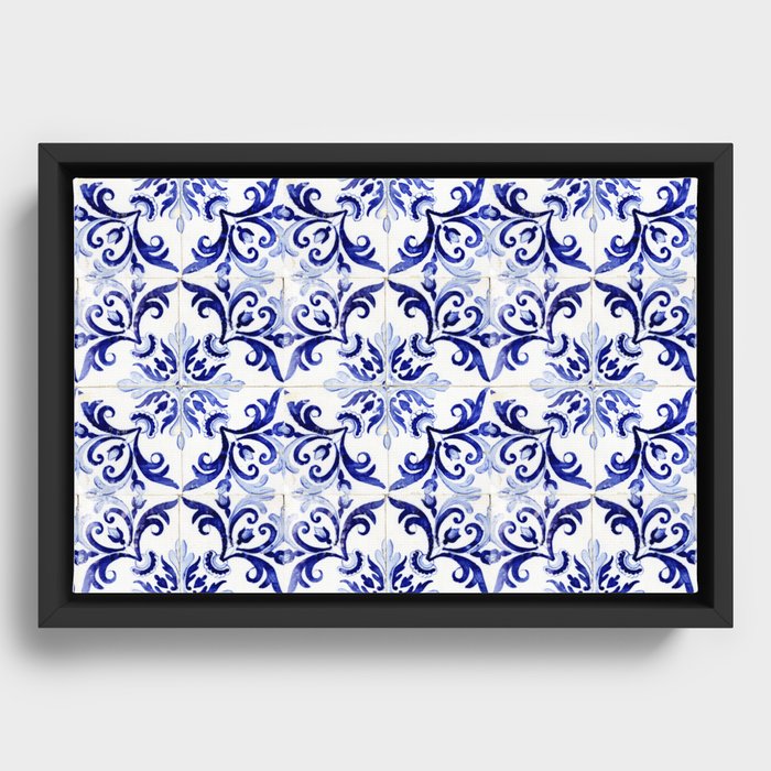 Azulejo V - Portuguese hand painted tiles Framed Canvas