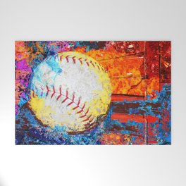 Colorful Baseball Art Welcome Mat