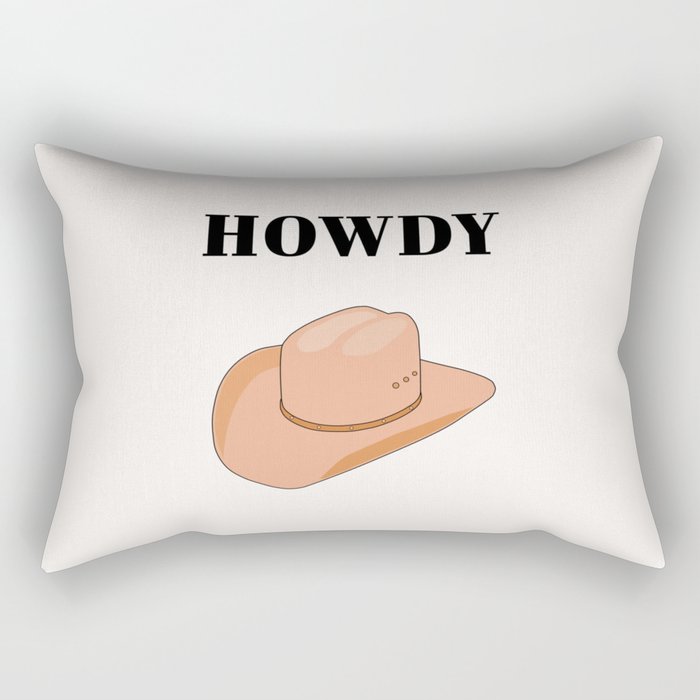 Howdy - Cowboy Hat Neutral Beige Rectangular Pillow