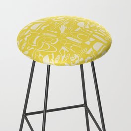 White Fashion 1920s Vintage Pattern on Sunshine Yellow Bar Stool