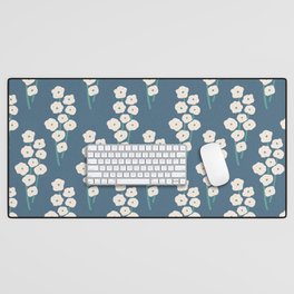 Floral Pattern - 01 - Inky Blue Desk Mat