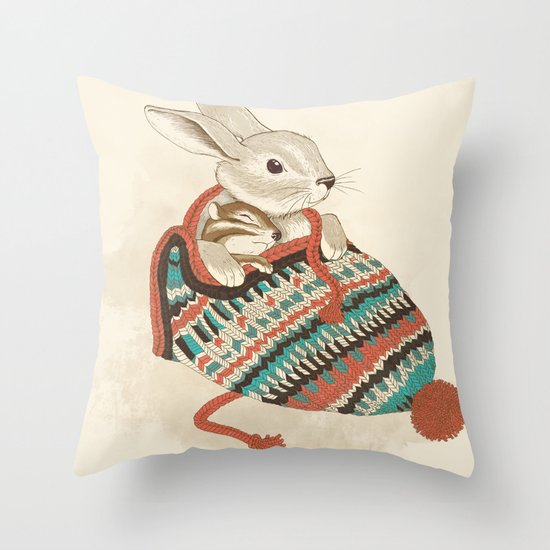 cozy chipmunk Throw Pillow