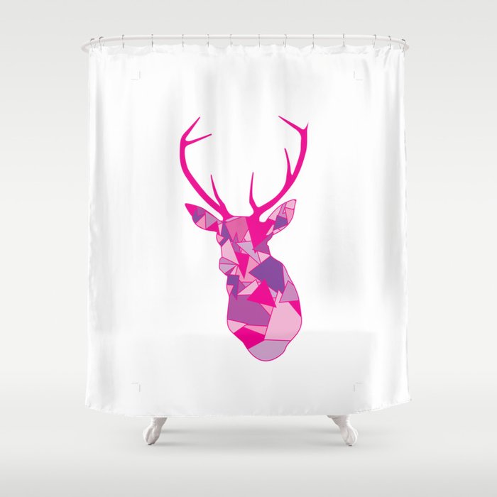Pink Geo Deer Head Shower Curtain By Minddesign Society6