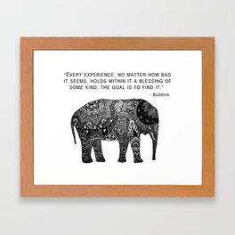 Buddha Quote with Henna Elephant Framed Art Print