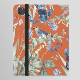 Exotic Wildlife Floral Garden on Orange iPad Folio Case