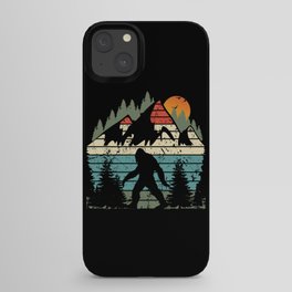 Bigfoot in retro sunset mountain scenery iPhone Case
