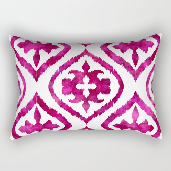 Fuchsia Ethnic Ikat Pattern Rectangular Pillow