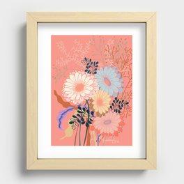 Peachy bouquet of flowers in soft chalky tones Recessed Framed Print