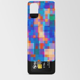 geometric pixel square pattern abstract background in blue red pink Android Card Case