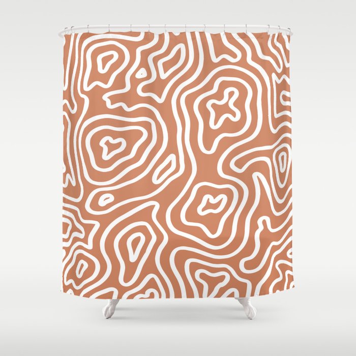 Topographic Abstract | Sunset Orange Shower Curtain