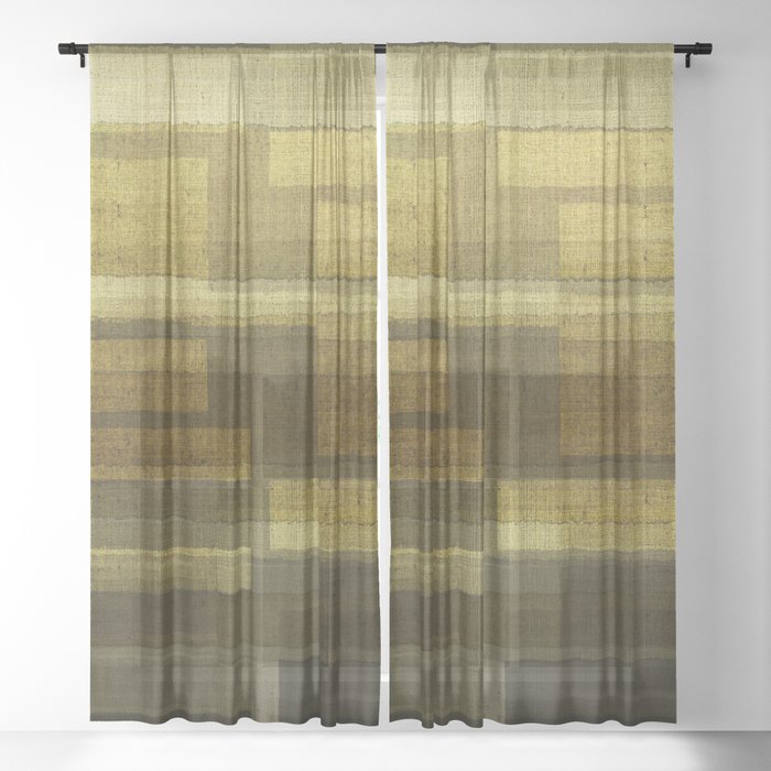 Burlap Texture Greenery Shades Sheer Curtain By Marcanton Society6