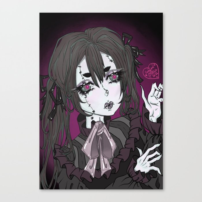 Zombie Anime Girl Canvas Print