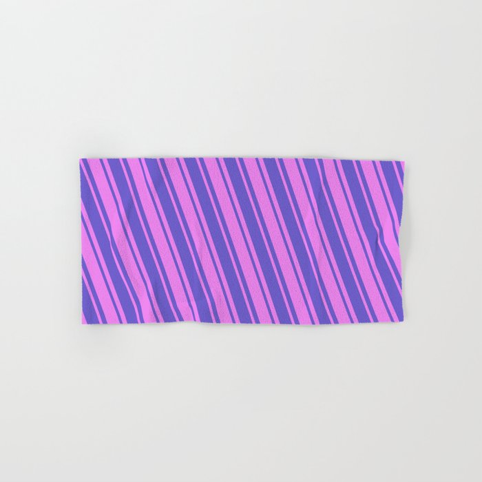 Slate Blue and Violet Colored Pattern of Stripes Hand & Bath Towel