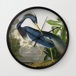 John James Audubon Louisiana Heron Painting Wall Clock
