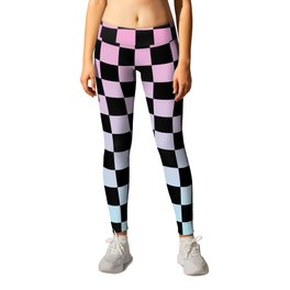 Pink and Blue Gradient Checkers Leggings | Cottoncandy, Pastel, Color, Emo, Pattern, Punk, Blue, Checkerboard, Alternative, Pastelgoth 