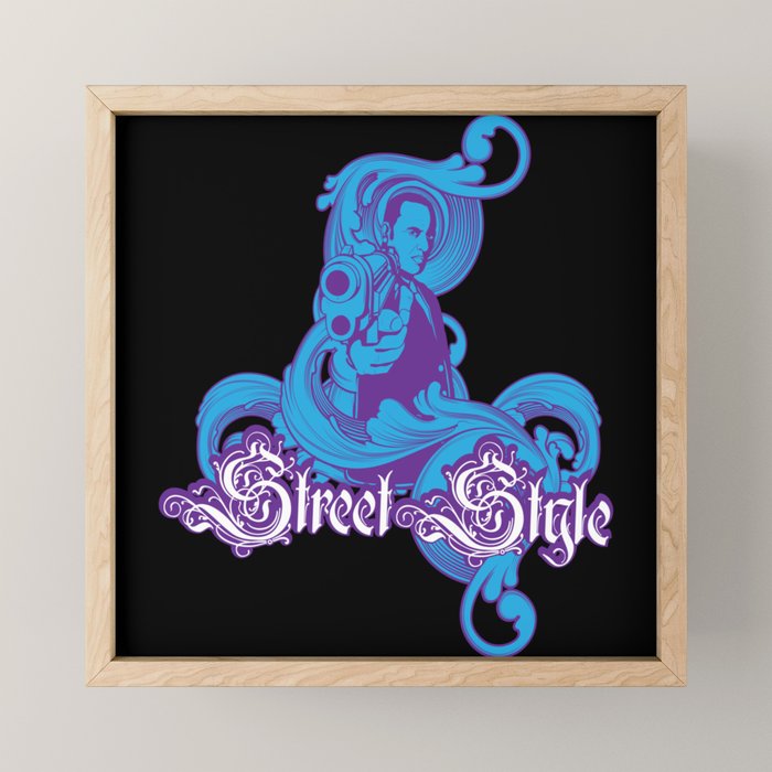 Gangster Mafia Boss Illustration Framed Mini Art Print by Foxxy Merch
