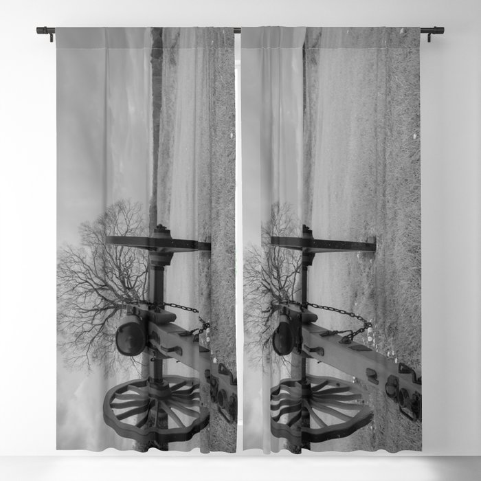 Chancellorsville Cannon Civil War Battlefield Virginia Black and White Photography  Blackout Curtain