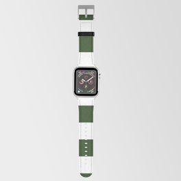 Large Dark Forest Green and White Cabana Tent Stripes Apple Watch Band