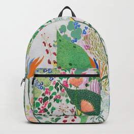 Painterly Floral Jungle on Pink and White Backpack