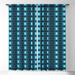 Liquid Light Series 1 ~ Blue Abstract Fractal Pattern Blackout Curtain