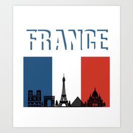 France Travel - French Flag Art Print