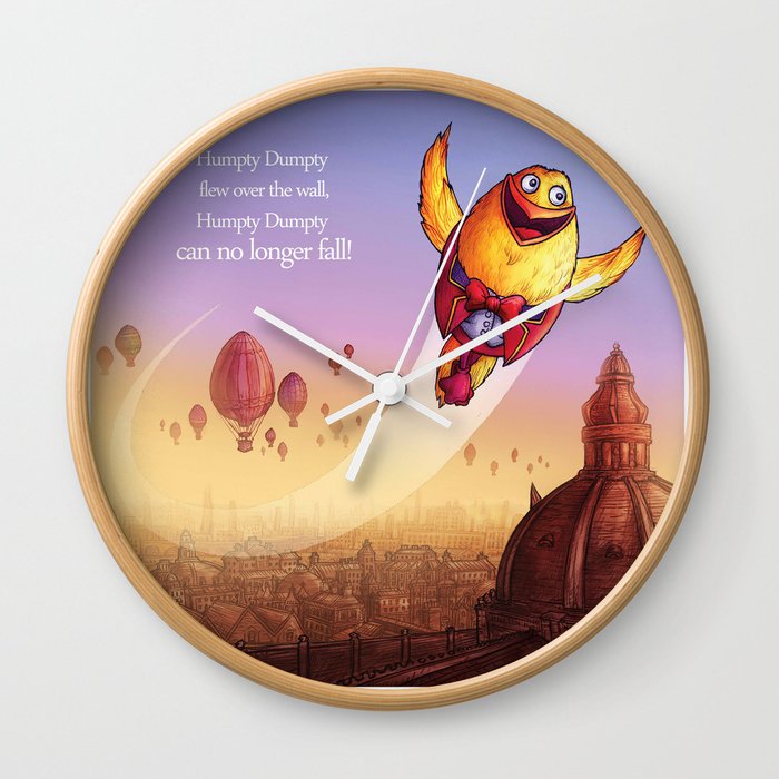 "Humpty Dumpty" Page Sample 2 (Mother Goose Retold-Trumble Book) Wall Clock