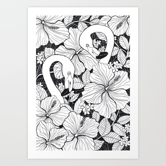 Flamingo garden Art Print