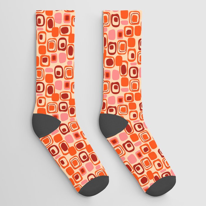 Mid-Century Pattern - Orange Socks