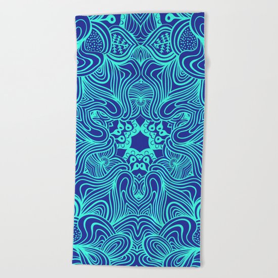 Blue on Blue, abstract pattern Beach Towel