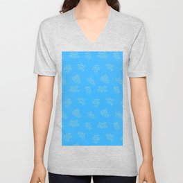 Electric Blue Coral V Neck T Shirt